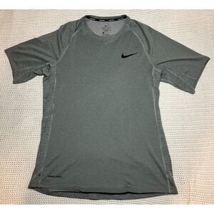 NIKE PRO Drifit Men's Large Gray Gym Shirt Jock Athletic Training Gear Sport EUC
